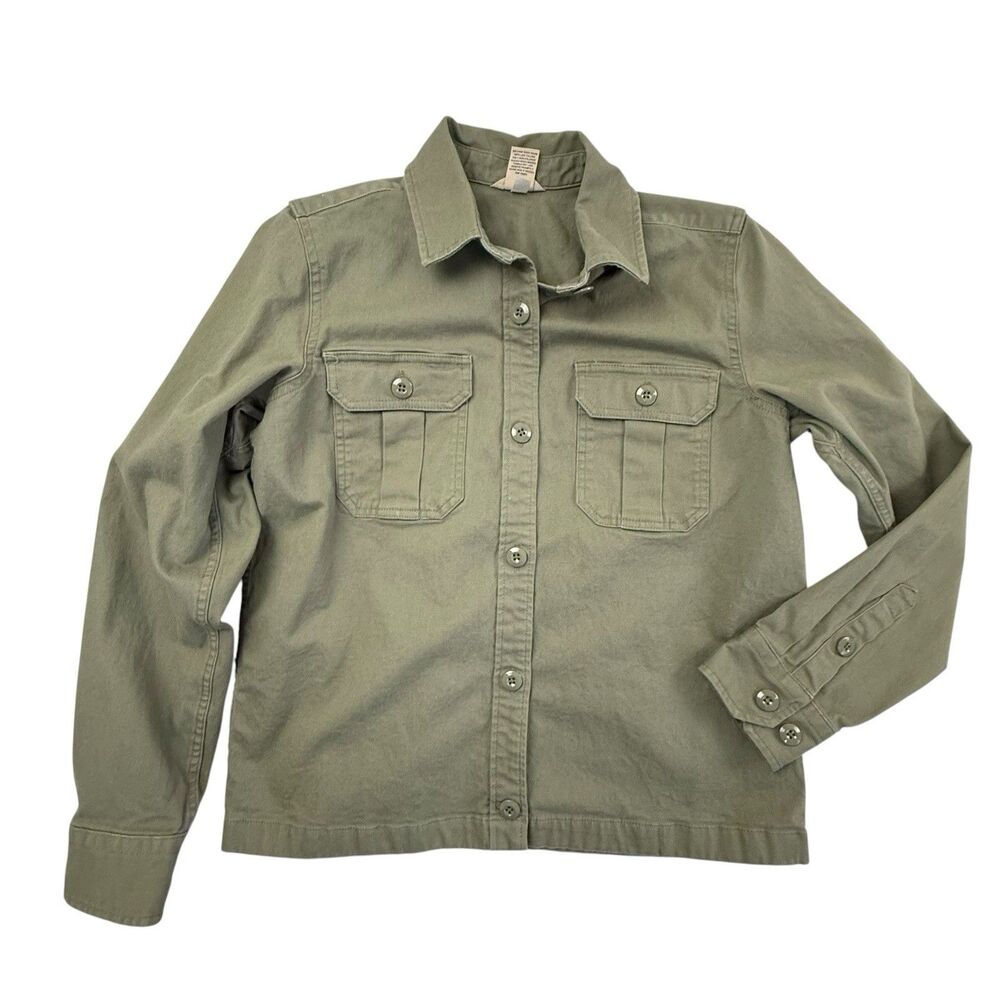 Duluth Flex Fire Hose Untucked Overshirt Women Medium Shirt Green Shacket Jacket